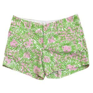 Lilly Pulitzer The Callahan Shorts Sunnyside Lions Cabana Pink Green Size 4